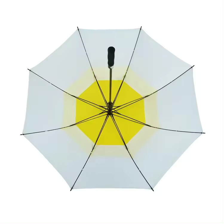 Best Quality Low Price Large Strong And Sturdy Automatic White Yellow Golf Umbrella