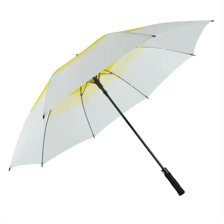 Best Quality Low Price Large Strong And Sturdy Automatic White Yellow Golf Umbrella