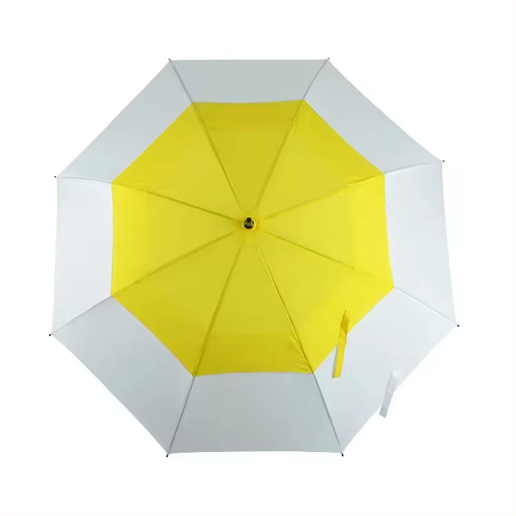 Best Quality Low Price Large Strong And Sturdy Automatic White Yellow Golf Umbrella