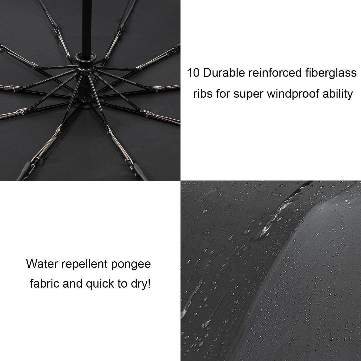 Automatic Compact Umbrellas for Men/Women  Operation 10 Ribs Reinforced Windproof Umbrella