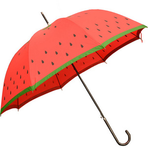 Watermelon Strawberry Pattern Printing Straight Umbrella With PU Handle