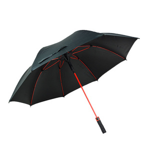 60-inch arc auto open fiberglass frame wind resistant  golf umbrella with red color