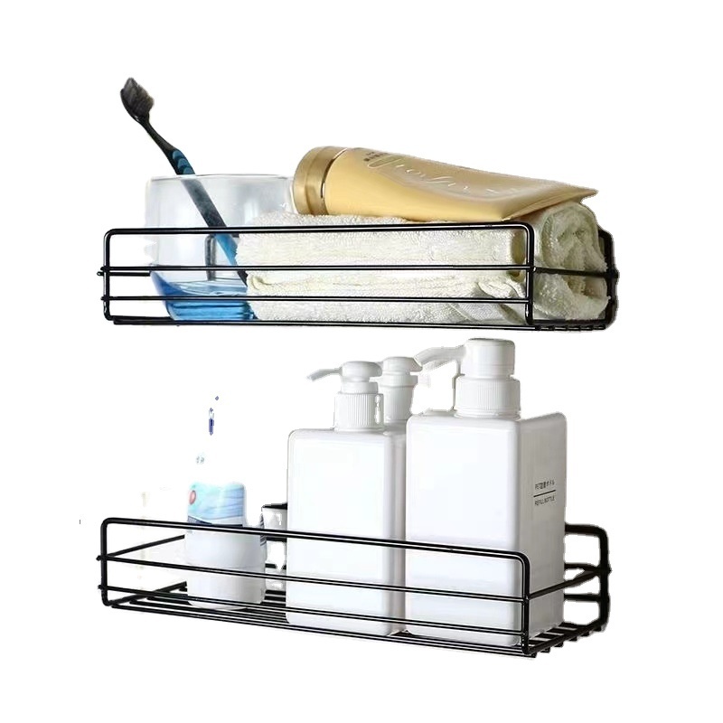 New Arrival Modern Single-Tier Wall-Mounted Metal Shower Caddy Chrome Plated Suction Cup Bathroom Shelf for Storage Corner Rack