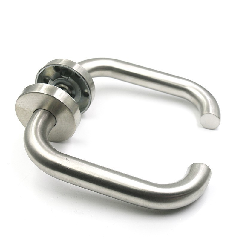 european style hardware stainless steel double bend tubular lever door handle with cylinder escutechon