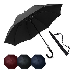 Manual close windproof classical sturdy stick umbrella J-handle