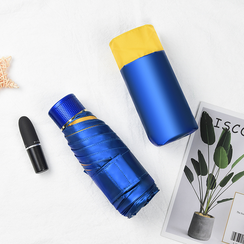 19inch Anti-UV Parasol Blue Yellow Mini Pocket Compact Size Sun Light weight Phone Umbrella