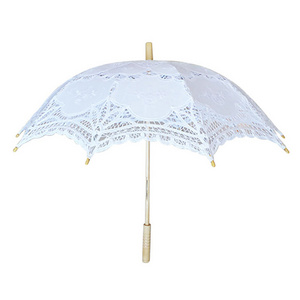 High quality ladies sun embroidery white lace bride wedding parasol decoration umbrellas