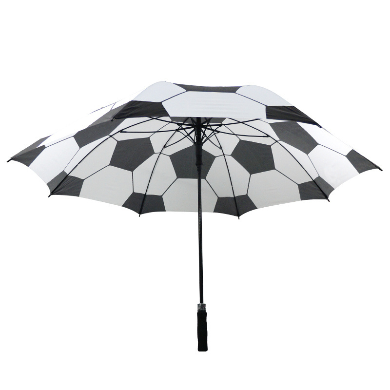 Soccer design high quality golf umbrella automatic open umbrella for rain promotional umbrella windproof