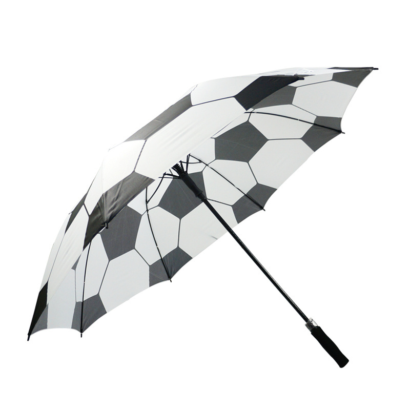 Soccer design high quality golf umbrella automatic open umbrella for rain promotional umbrella windproof