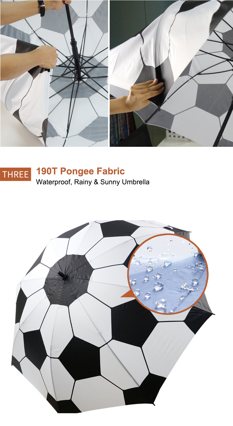 Soccer design high quality golf umbrella automatic open umbrella for rain promotional umbrella windproof