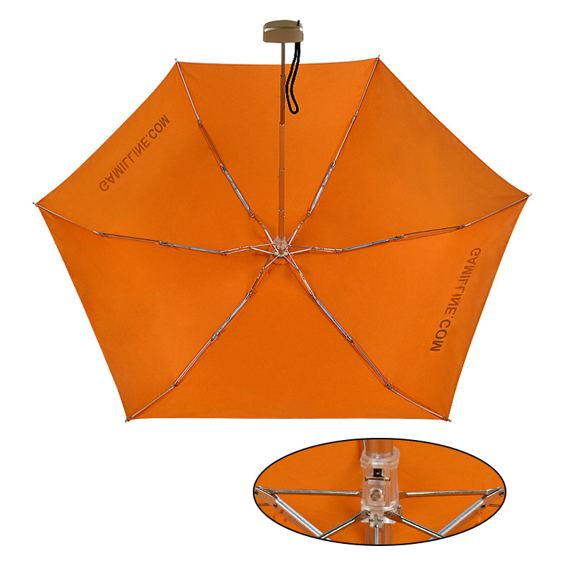 Wholesale umbrella orange color 5 fold mini ladies umbrella easy to carry