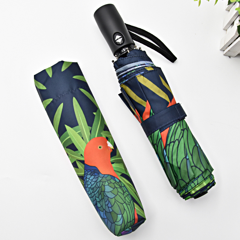 OEM customer full printing 21 Inches*8 ribs pongee fabric custom 3 folding compact travel umbrella for sublimation