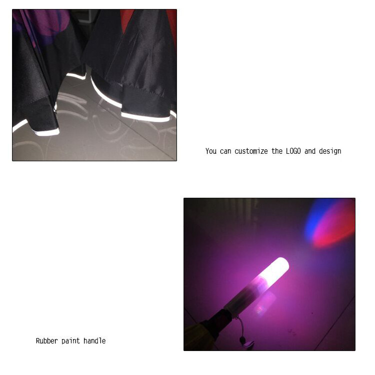 Reverse umbrella led luminous windproof led flashlight handle straight umbrella reflective