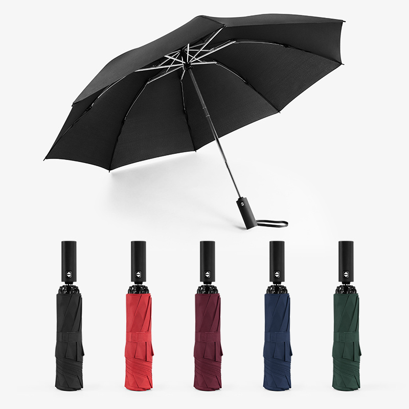 Luxury advertising promotional windproof man women 3 fold custom branded logo print rain sun inverted fold automatic umbrella