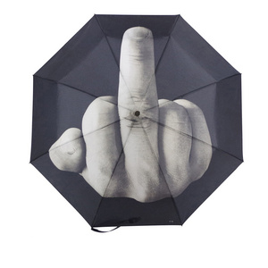 Ready to send foldable automatic digital print black middle finger umbrella with case