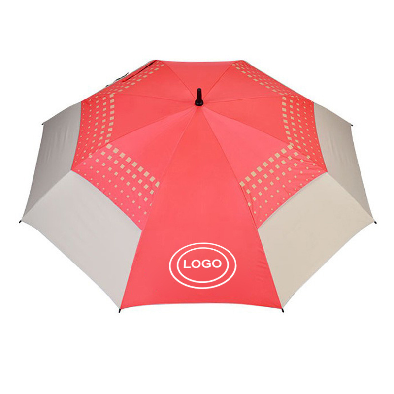 Double layer fiber glass strong waterproof stick umbrellas two tone golf umbrella custom logo