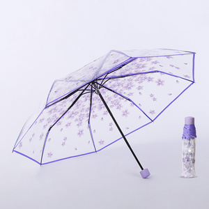 21 inches three folded transparent full digital printing customized printing clear umbrella