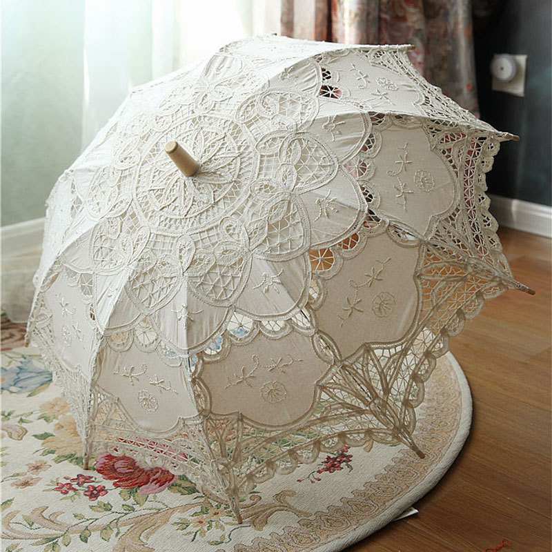 Beige white blue black red decorative umbrella for wedding decoration lace umbrellas