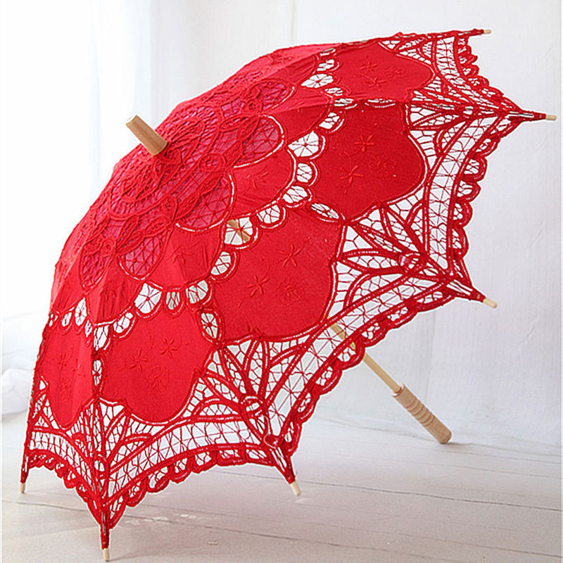 Beige white blue black red decorative umbrella for wedding decoration lace umbrellas