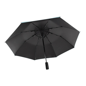 UV Coated Folding Umbrella Built in Fan and Mister System Outdoor Sunblock UV with Cooling Fan Umbrella