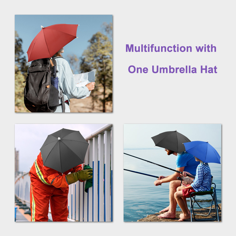 Free UV Protection Umbrella Cap Adjustable Headwear for Camping Gardening Umbrella Hat