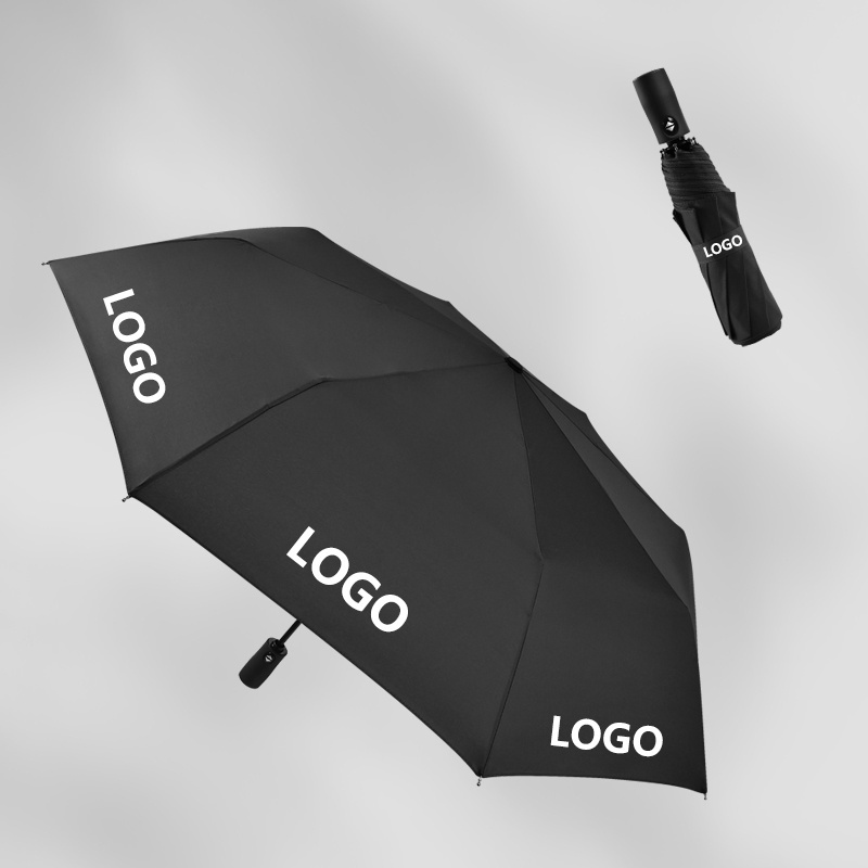 Fashion travel rain branded logo print portable 3 fold auto sun shade promotional custom fold automatic umbrella with logo