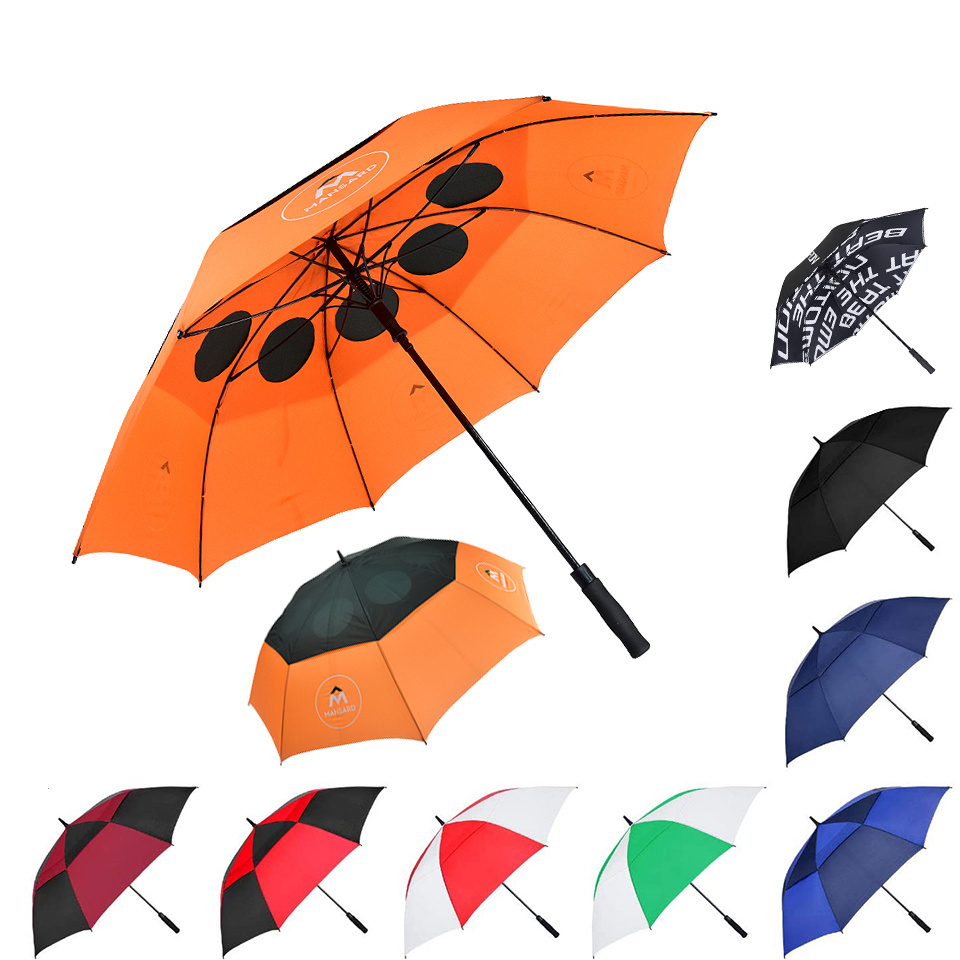 Large men oversize extra vented automatic open big luxury windproof custom logo promotional golf umbrella with logo