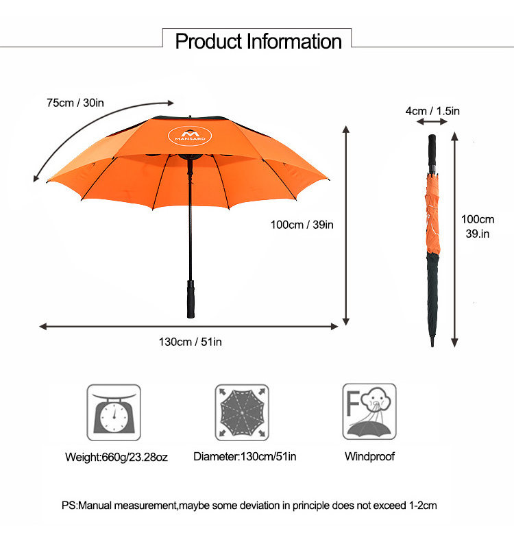 Large men oversize extra vented automatic open big luxury windproof custom logo promotional golf umbrella with logo