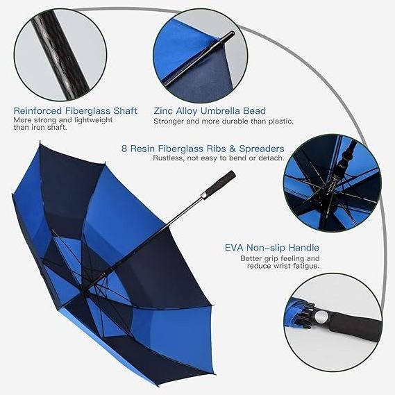 Automatic Open Extra Large Umbrella Oversize Double Vented Canopy UV Protection Waterproof Windproof Custom Golf Umbrella