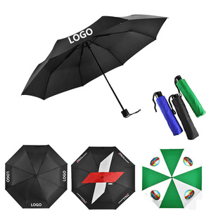 Cheap travel portable windproof promotional foldable umbrella designer logo print custom folding umbrella for the rain