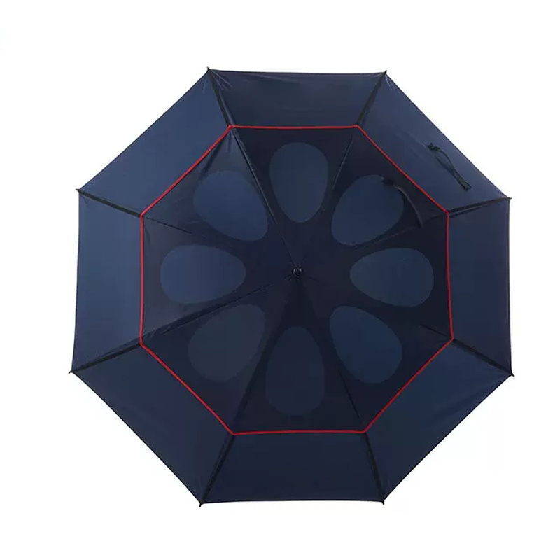 High quality big size 64 inch wind proof double layer umbrella golf with holes