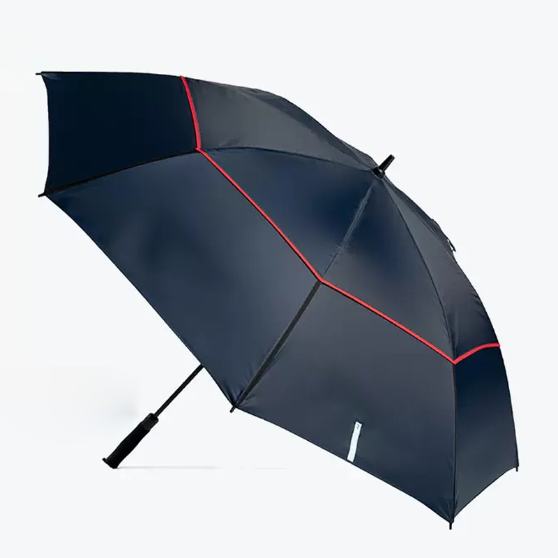 High quality big size 64 inch wind proof double layer umbrella golf with holes