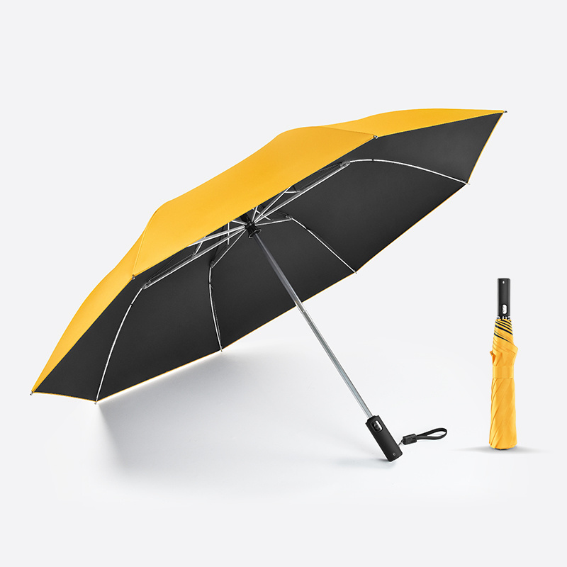 2023 new inventions USB smart charge handle two fold 210T pongee automatic electric umbrella