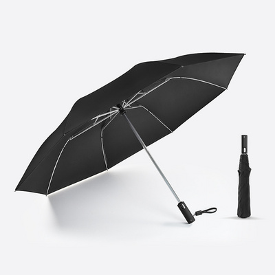 2023 new inventions USB smart charge handle two fold 210T pongee automatic electric umbrella