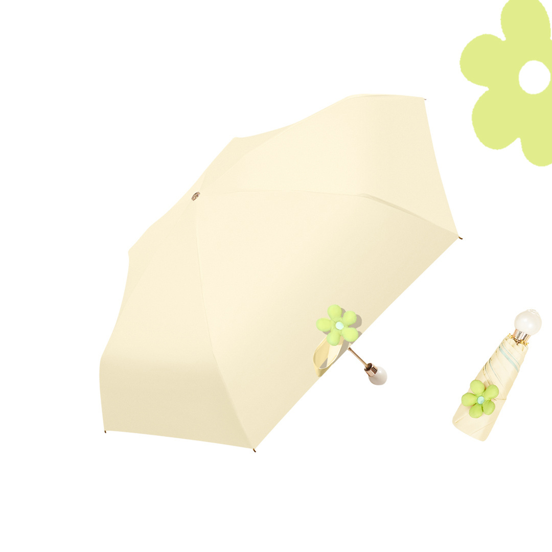 21 Inch Light Luxury Flower Bud Five Fold Sun Umbrella Manual Small Portable Mini Fold Umbrella