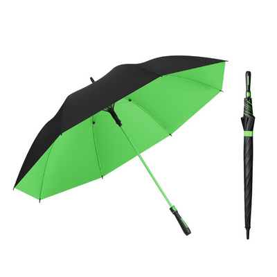 Windproof big size straight handle custom print umbrella green golf umbrellas