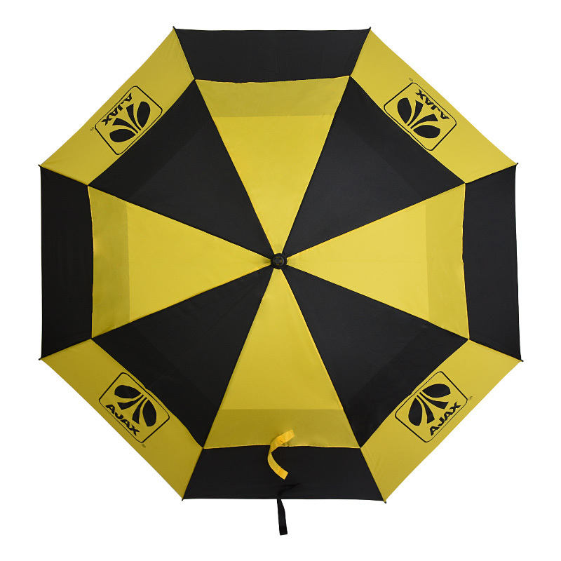 62 inch carbon fiber umbrella double layer black and yellow cheap golf umbrella