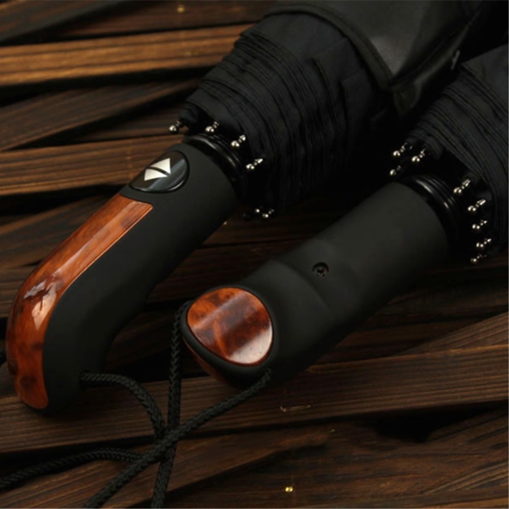 Custom customise wind proof waterproof portable three fold folding automatic umbrella