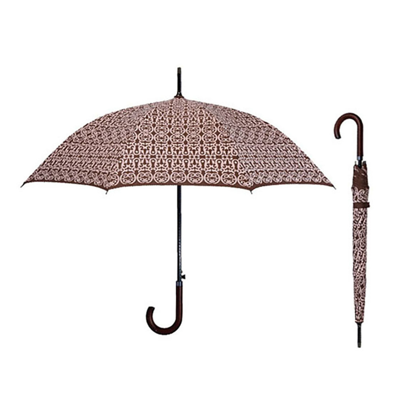 China Manufacture Wood J Handle Straight Japanese Style Umbrella Custom Full Prints