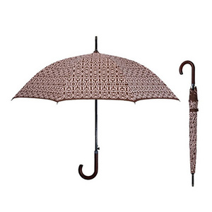 China Manufacture Wood J Handle Straight Japanese Style Umbrella Custom Full Prints