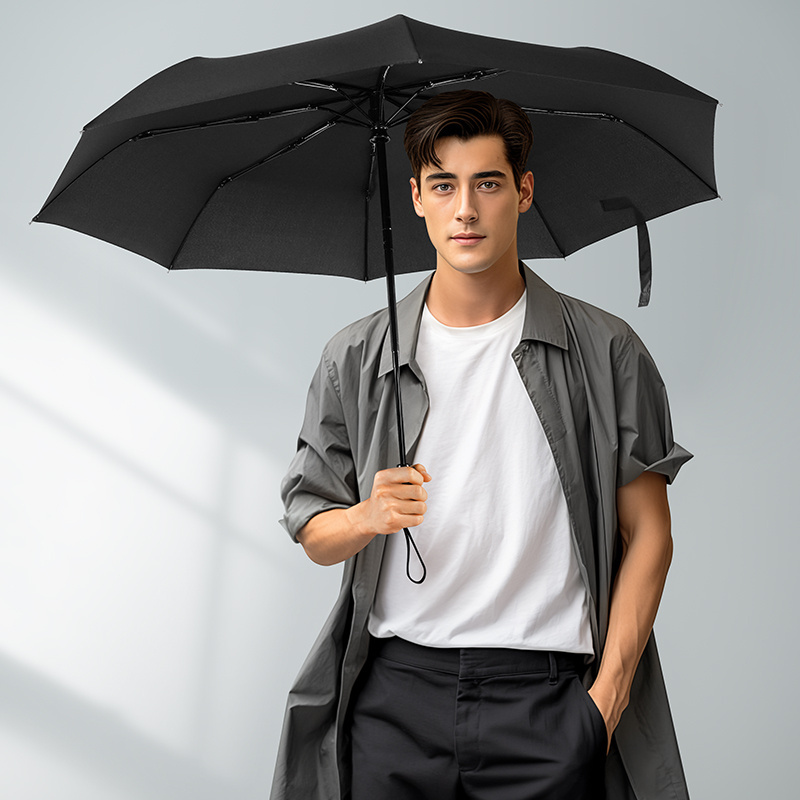 Fully-automatic 21 inch man women sun rain three fold windproof waterproof custom logo business travel sunshade folding umbrella