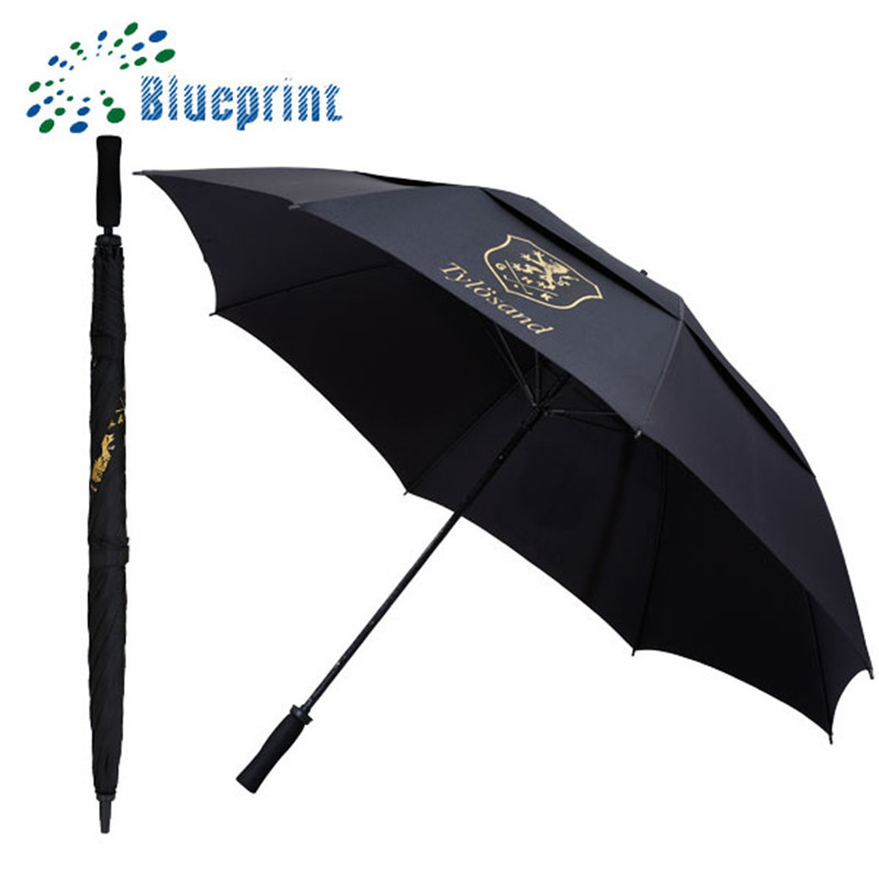 Promotional 32inch Black Custom Golf Umbrella With Logo