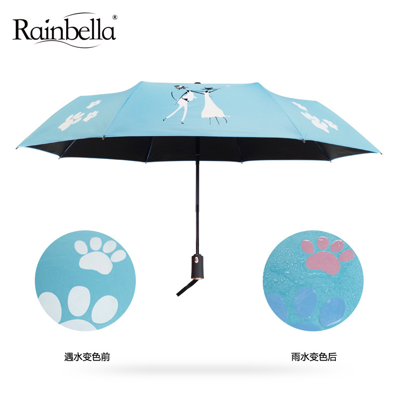 low cost auto open change color magic umbrella with plastic handle