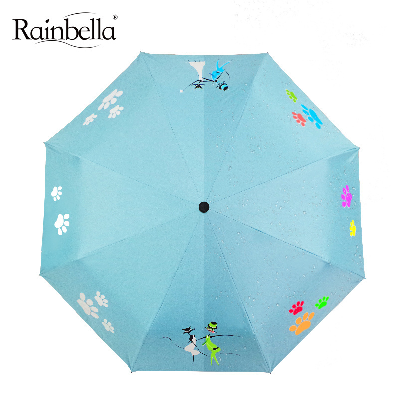 low cost auto open change color magic umbrella with plastic handle