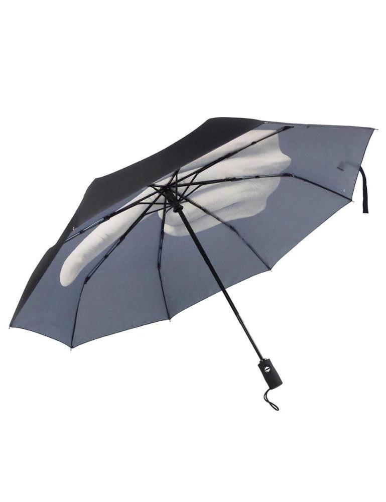 Creative lightweight black middle finger rain folding umbrella