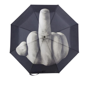 Creative lightweight black middle finger rain folding umbrella