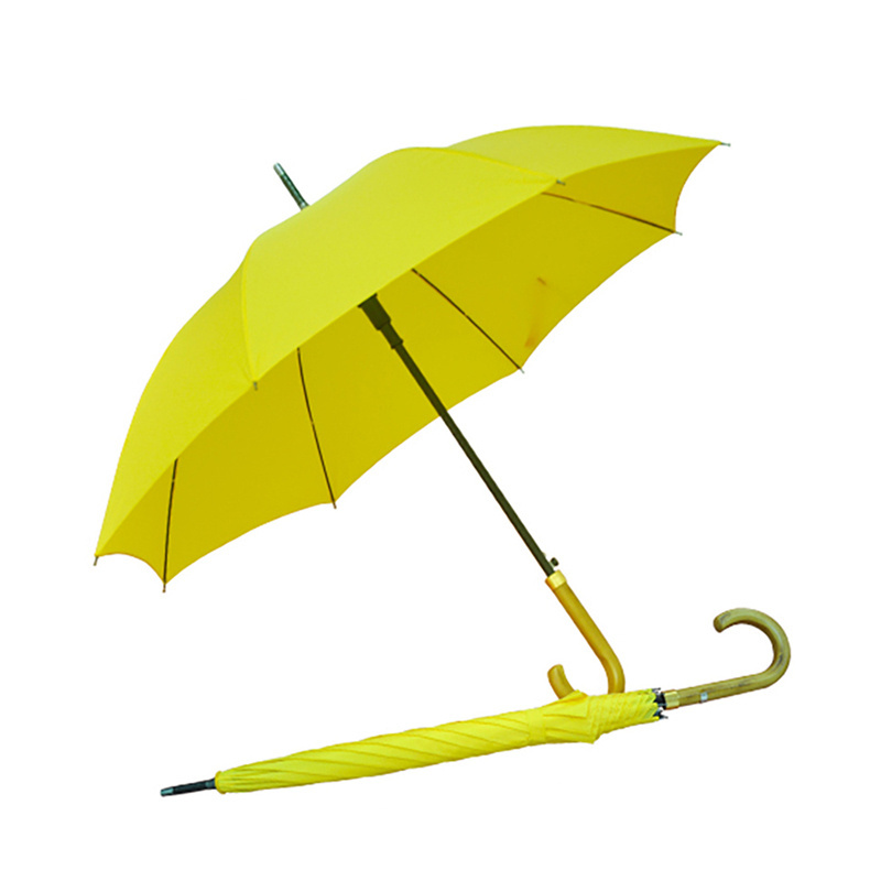 Promotional Straight Umbrellas with Logo Prints Rain Yellow