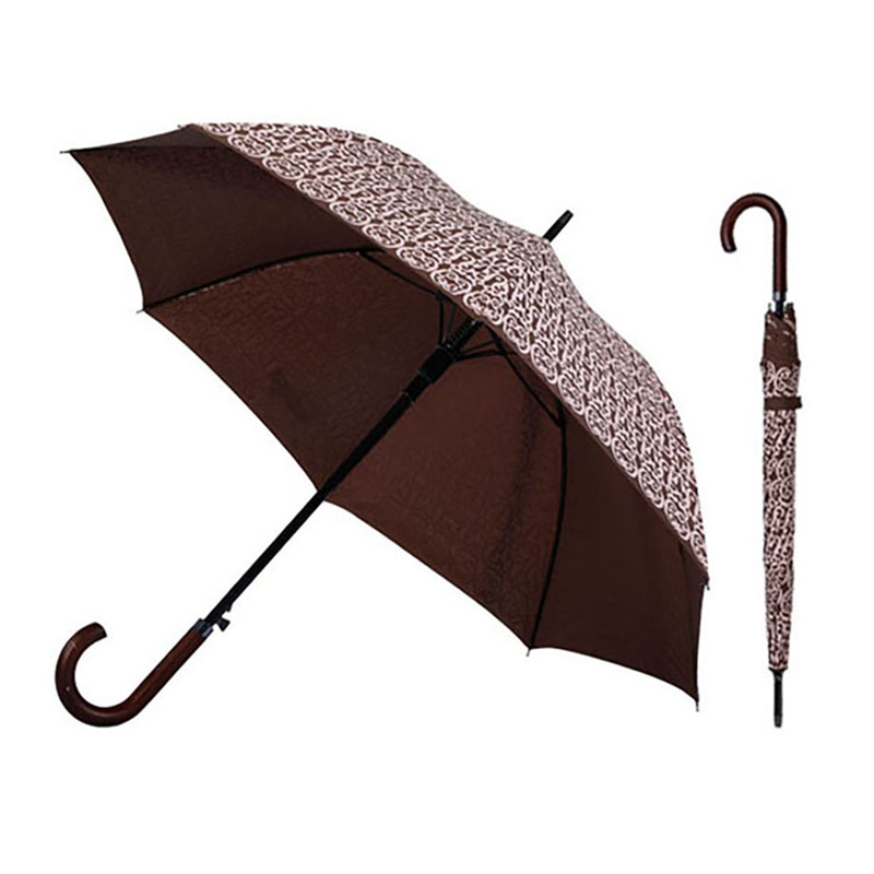 China Manufacture Wood J Handle Straight Japanese Style Umbrella Custom Full Prints