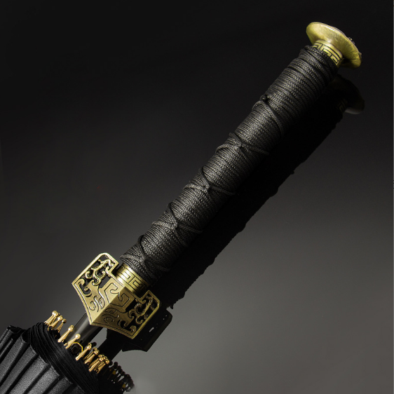 High Quality Custom umbrella Unique Design Windproof Katana Japanese Samurai Sword Shaped Handle Straight Umbrella