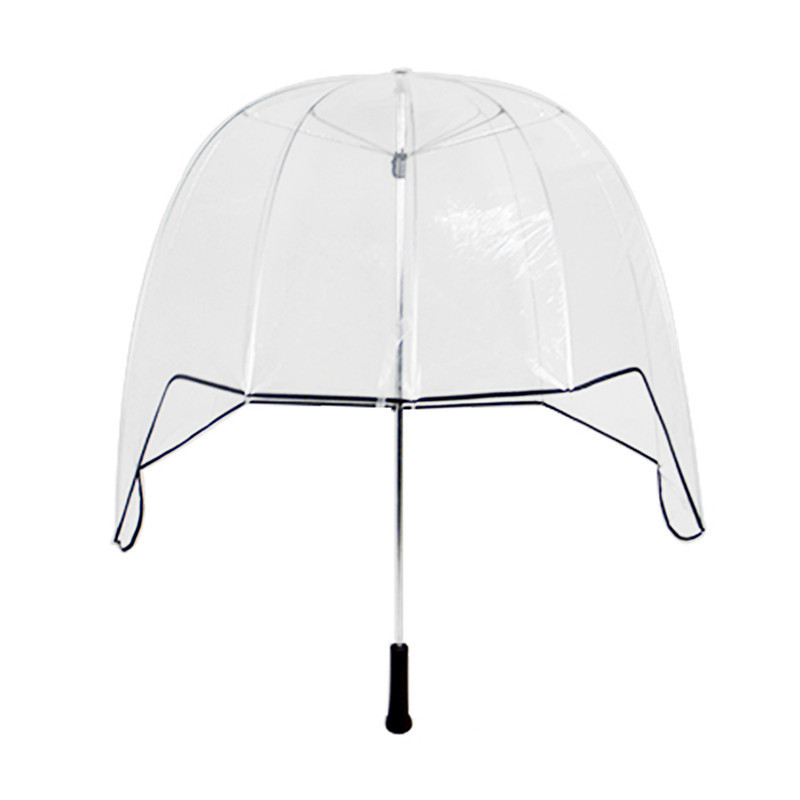 Innovation 30 inch Stick Helmet Style Clear Dome Umbrella Wood Straight Handle